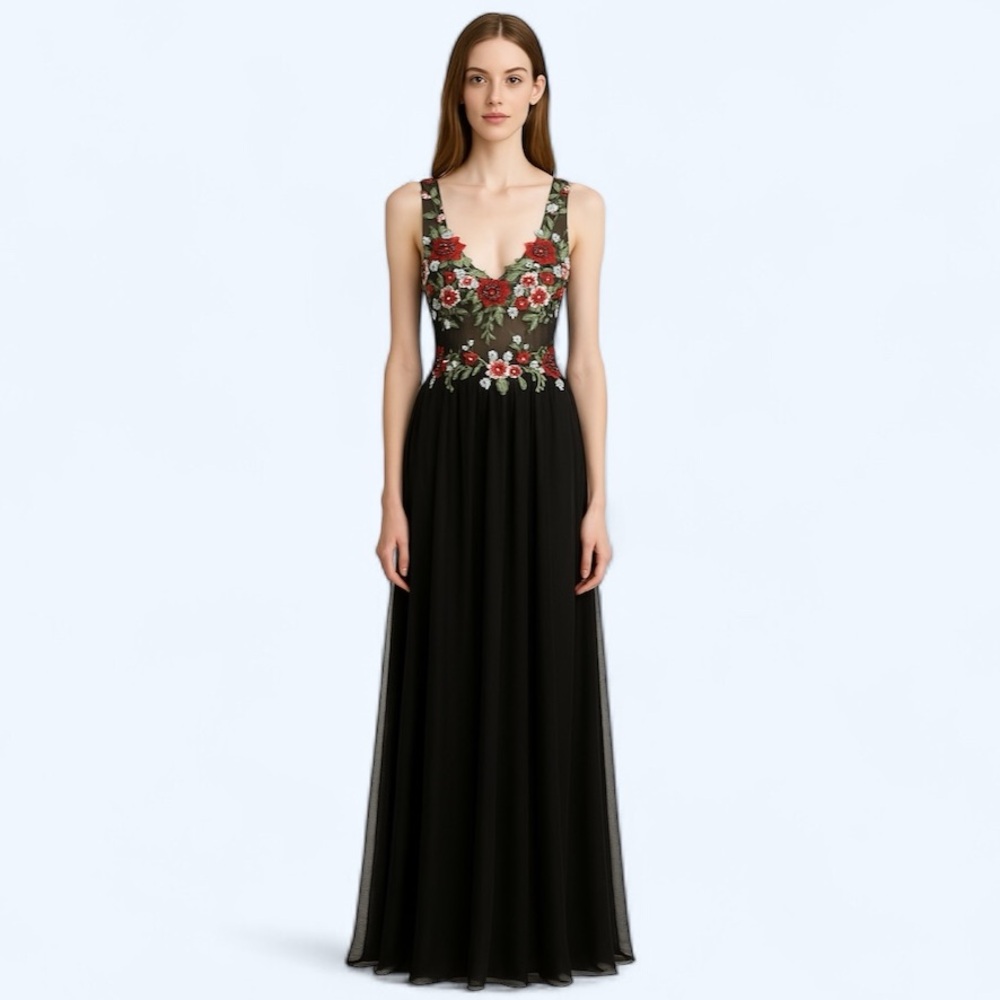BLONDIE Nites Embroidered  Corset Top Gown Size 9 NWT